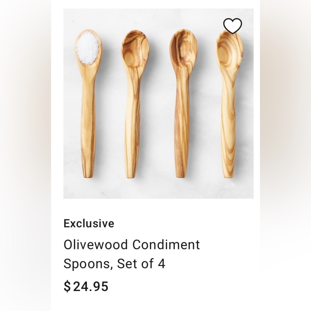 Williams Sonoma Olive Wood condiments Salt Spoons - Natural Wood set of 4 - Picture 9 of 16